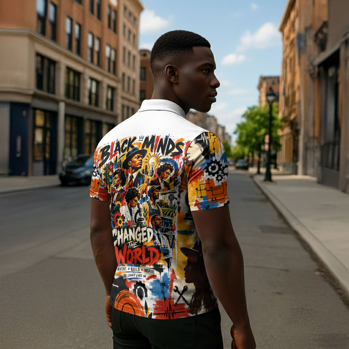 Black Inventors Zipper Polo Shirt African American Inventions - Vintage Artistic Innovation Legacy