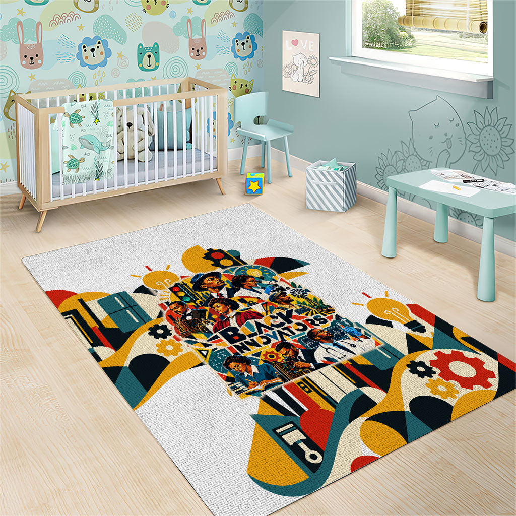 African American Inventions Area Rug Black Inventors Vintage Pop Collage Black History