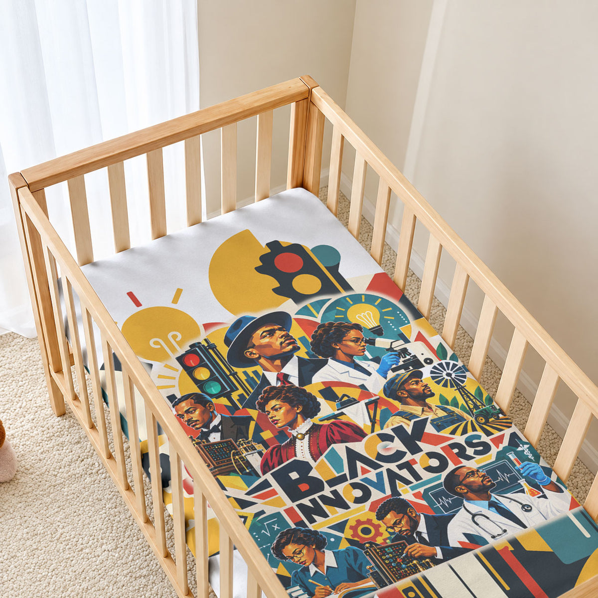 African American Inventions Baby Bed Cover Black Inventors Vintage Pop Collage Black History