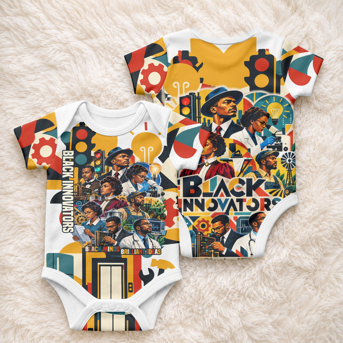 African American Inventions Baby Onesie Black Inventors Vintage Pop Collage Black History