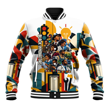 African American Inventions Baseball Jacket Black Inventors Vintage Pop Collage Black History