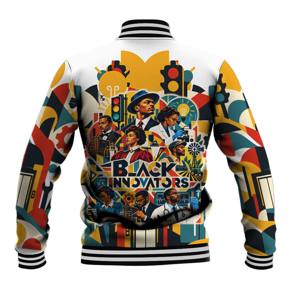 African American Inventions Baseball Jacket Black Inventors Vintage Pop Collage Black History