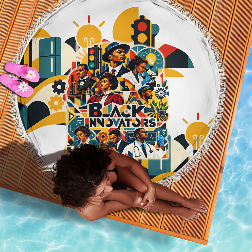 African American Inventions Beach Blanket Black Inventors Vintage Pop Collage Black History