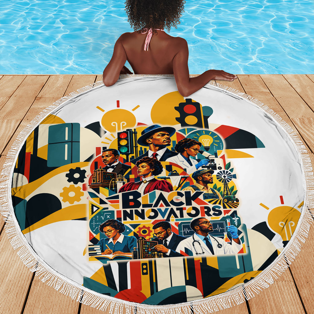 African American Inventions Beach Blanket Black Inventors Vintage Pop Collage Black History