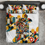 African American Inventions Bedding Set Black Inventors Vintage Pop Collage Black History