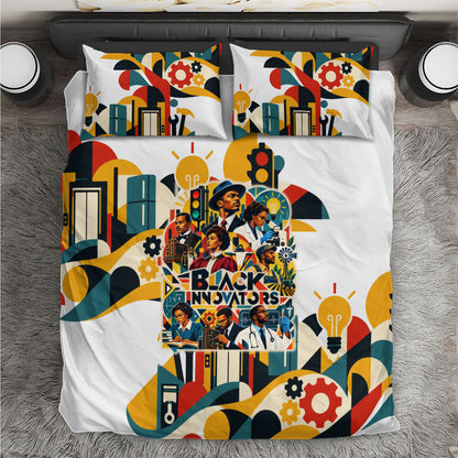 African American Inventions Bedding Set Black Inventors Vintage Pop Collage Black History