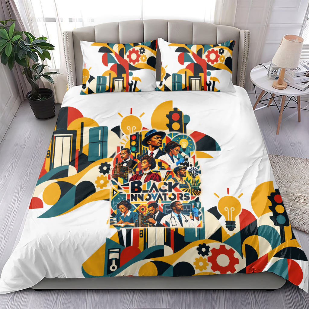 African American Inventions Bedding Set Black Inventors Vintage Pop Collage Black History