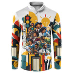 African American Inventions Button Sweatshirt Black Inventors Vintage Pop Collage Black History