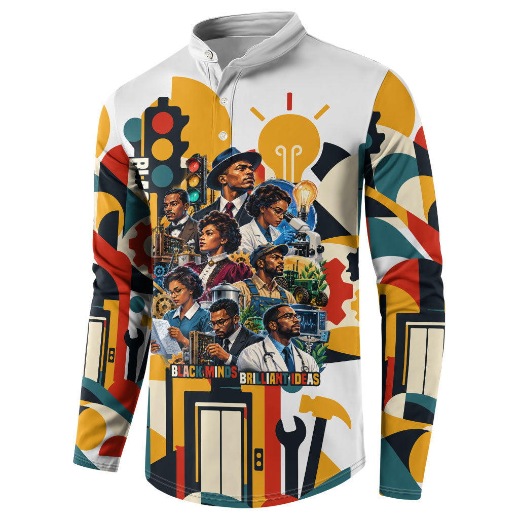 African American Inventions Button Sweatshirt Black Inventors Vintage Pop Collage Black History