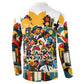 African American Inventions Button Sweatshirt Black Inventors Vintage Pop Collage Black History
