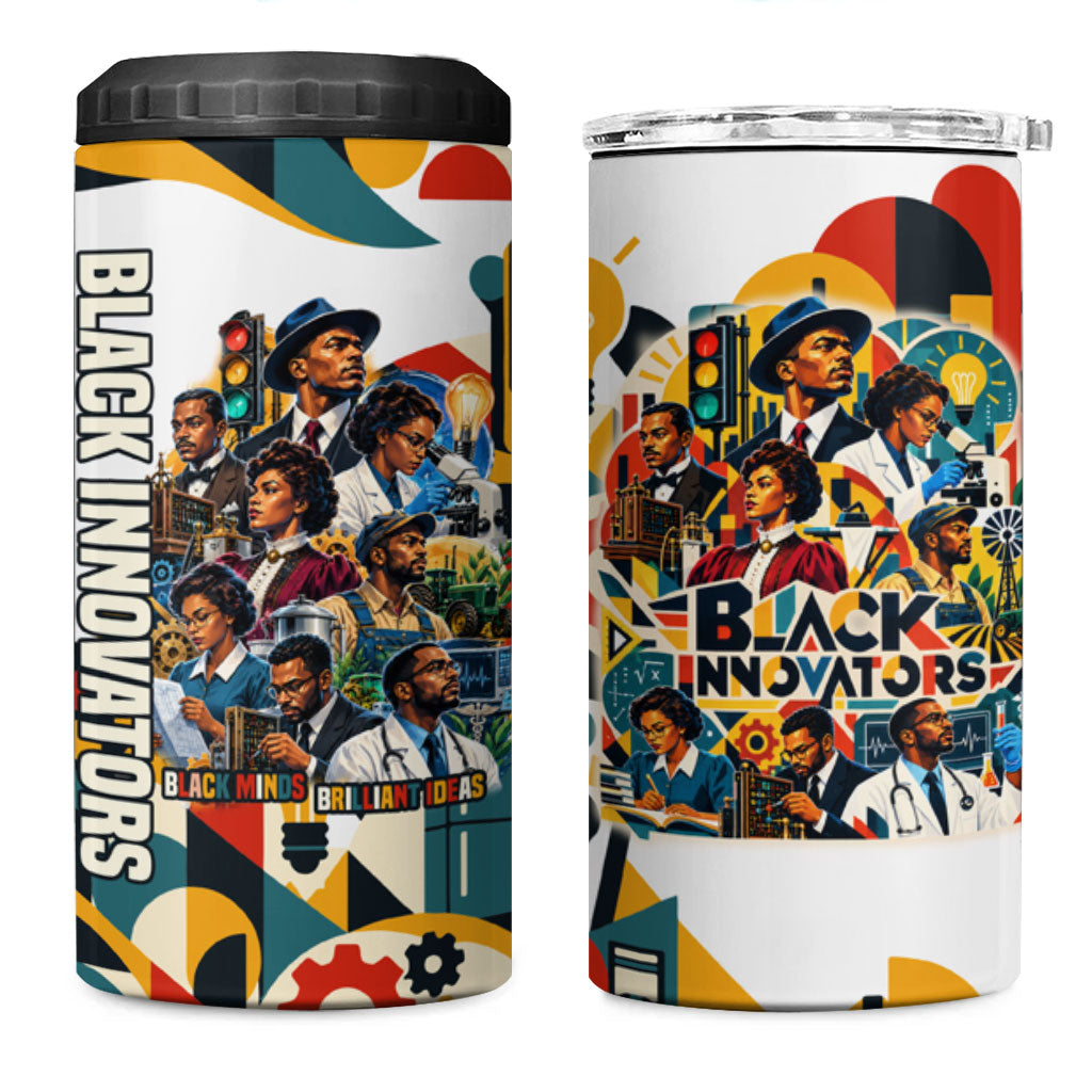 African American Inventions 4 in 1 Can Cooler Tumbler Black Inventors Vintage Pop Collage Black History