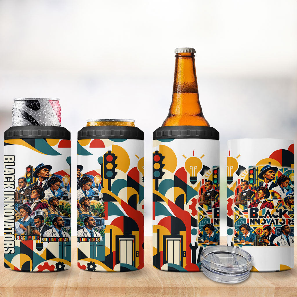African American Inventions 4 in 1 Can Cooler Tumbler Black Inventors Vintage Pop Collage Black History