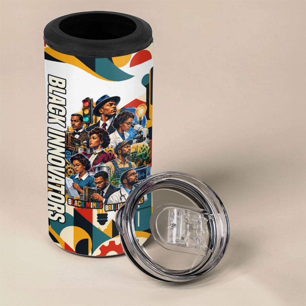 African American Inventions 4 in 1 Can Cooler Tumbler Black Inventors Vintage Pop Collage Black History