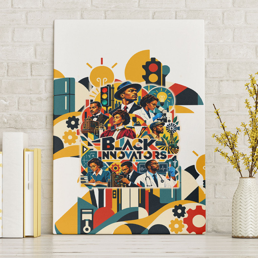 African American Inventions Canvas Wall Art Black Inventors Vintage Pop Collage Black History
