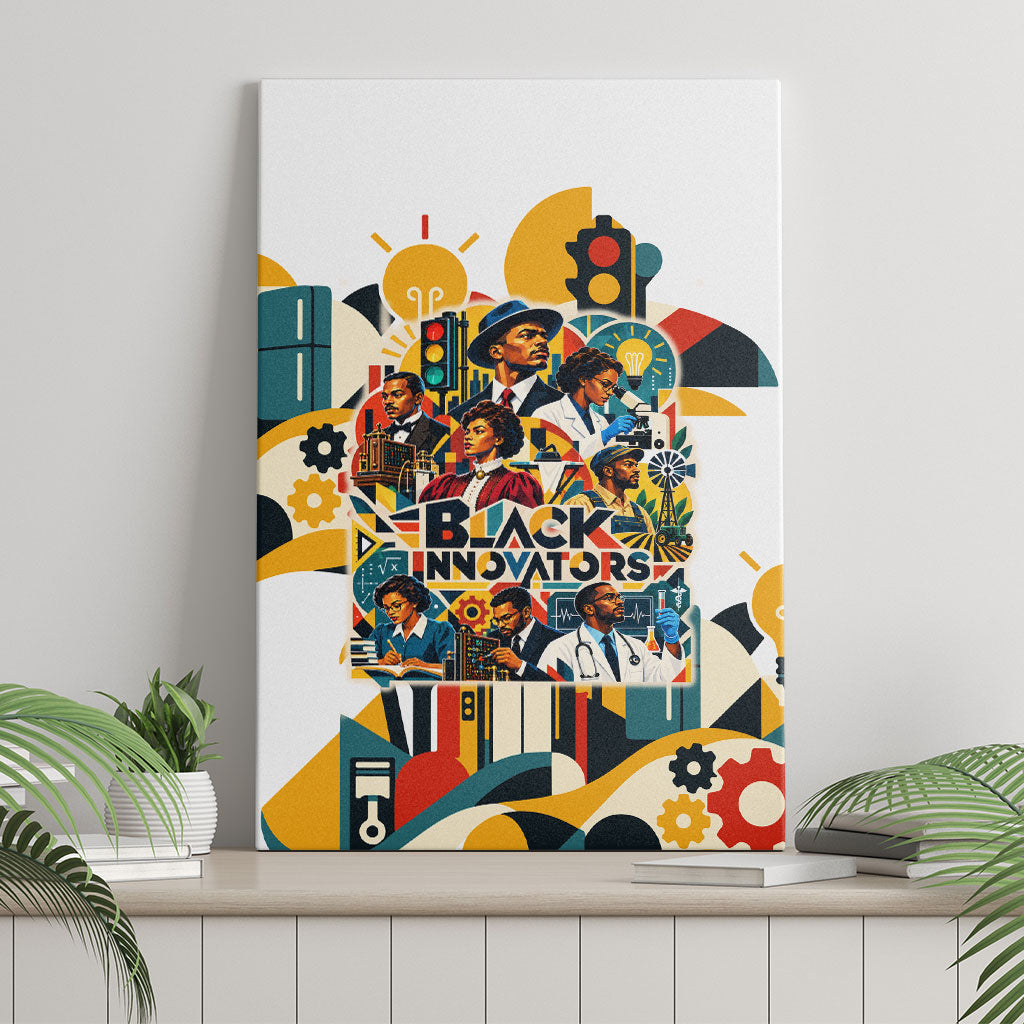 African American Inventions Canvas Wall Art Black Inventors Vintage Pop Collage Black History