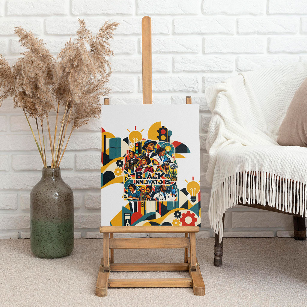 African American Inventions Canvas Wall Art Black Inventors Vintage Pop Collage Black History
