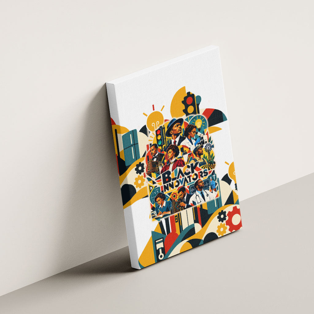 African American Inventions Canvas Wall Art Black Inventors Vintage Pop Collage Black History