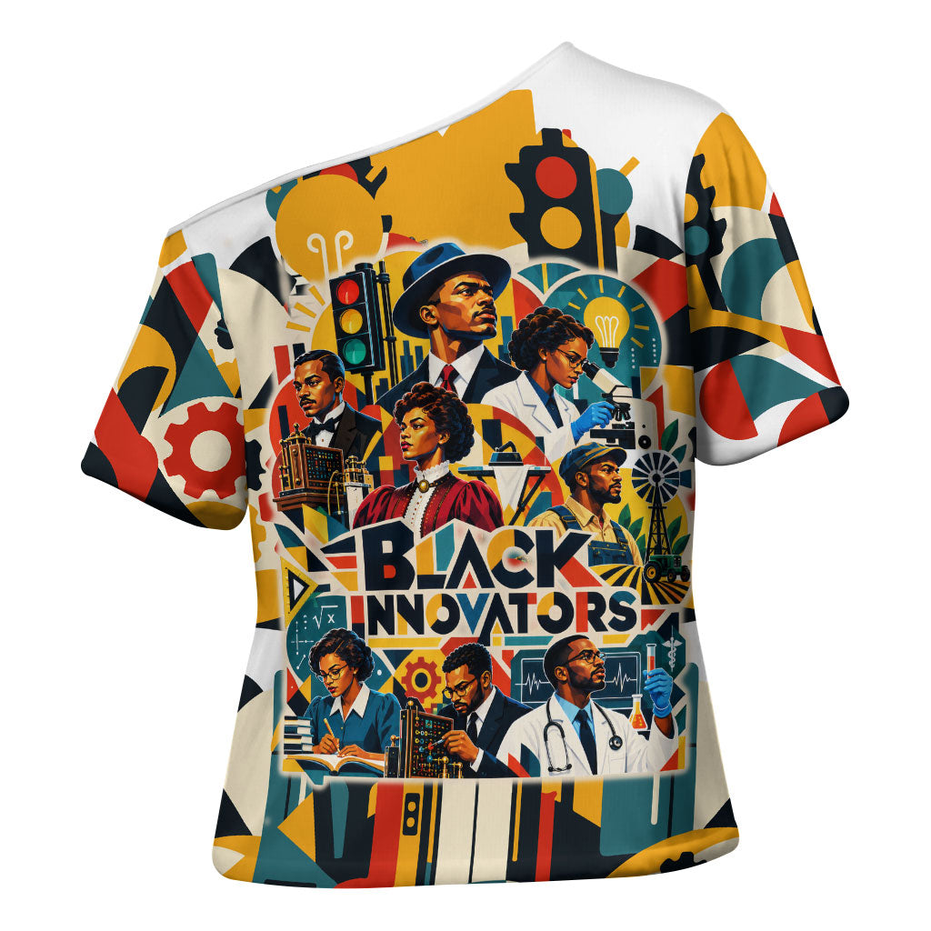 African American Inventions Cross Shoulder Shirt Black Inventors Vintage Pop Collage Black History