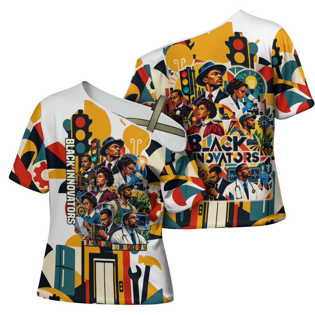 African American Inventions Cross Shoulder Shirt Black Inventors Vintage Pop Collage Black History