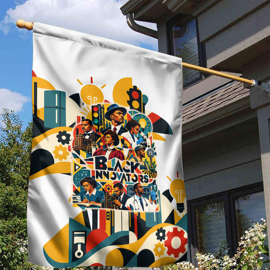 African American Inventions Garden Flag Black Inventors Vintage Pop Collage Black History