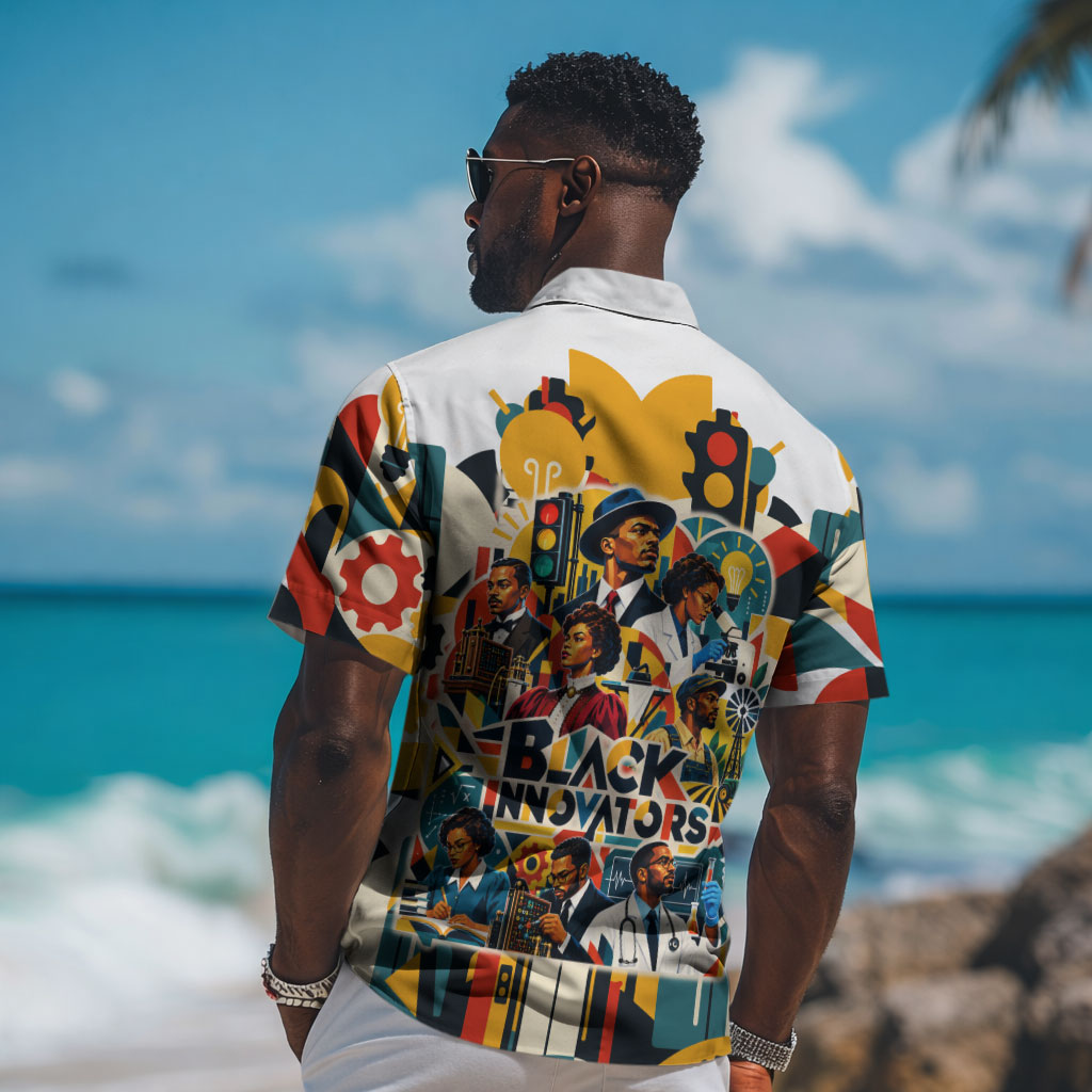 African American Inventions Hawaiian Shirt Black Inventors Vintage Pop Collage Black History