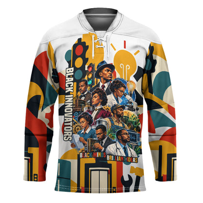 African American Inventions Hockey Jersey Black Inventors Vintage Pop Collage Black History