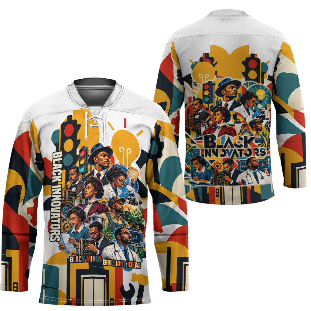 African American Inventions Hockey Jersey Black Inventors Vintage Pop Collage Black History