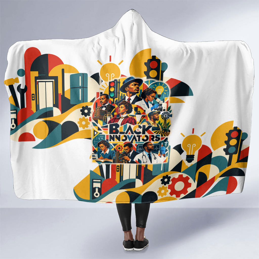 African American Inventions Hooded Blanket Black Inventors Vintage Pop Collage Black History