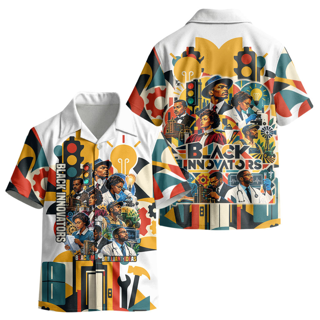 African American Inventions Kid Hawaiian Shirt Black Inventors Vintage Pop Collage Black History