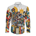 African American Inventions Long Sleeve Button Shirt Black Inventors Vintage Pop Collage Black History