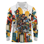 African American Inventions Long Sleeve Polo Shirt Black Inventors Vintage Pop Collage Black History