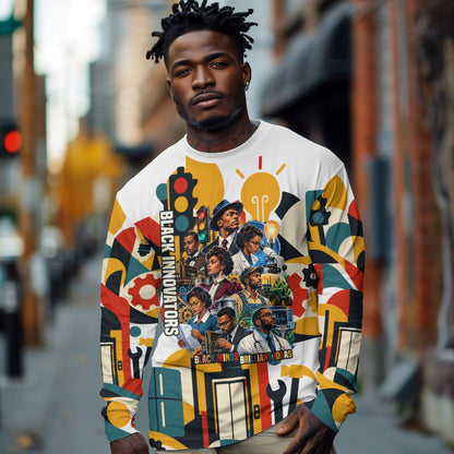 African American Inventions Long Sleeve Shirt Black Inventors Vintage Pop Collage Black History