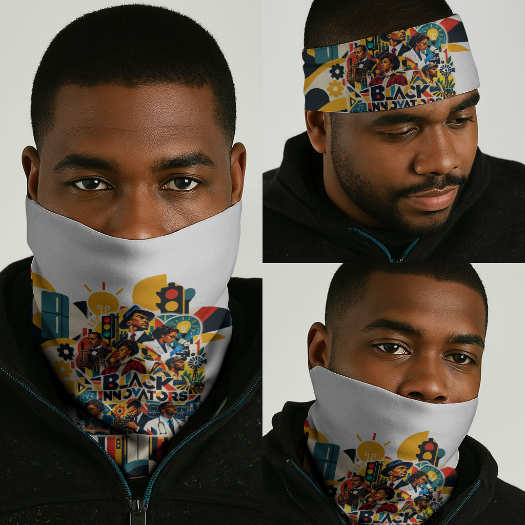 African American Inventions Neck Gaiter Black Inventors Vintage Pop Collage Black History