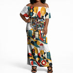 African American Inventions Off Shoulder Maxi Dress Black Inventors Vintage Pop Collage Black History