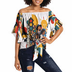 African American Inventions Off Shoulder Wrap Waist Top Black Inventors Vintage Pop Collage Black History