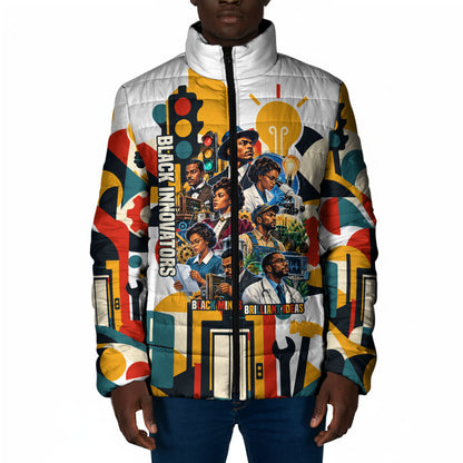 African American Inventions Padded Jacket Black Inventors Vintage Pop Collage Black History