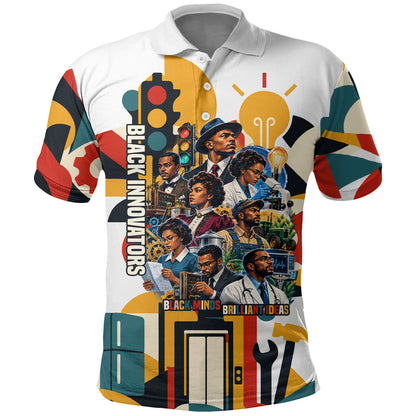 African American Inventions Polo Shirt Black Inventors Vintage Pop Collage Black History