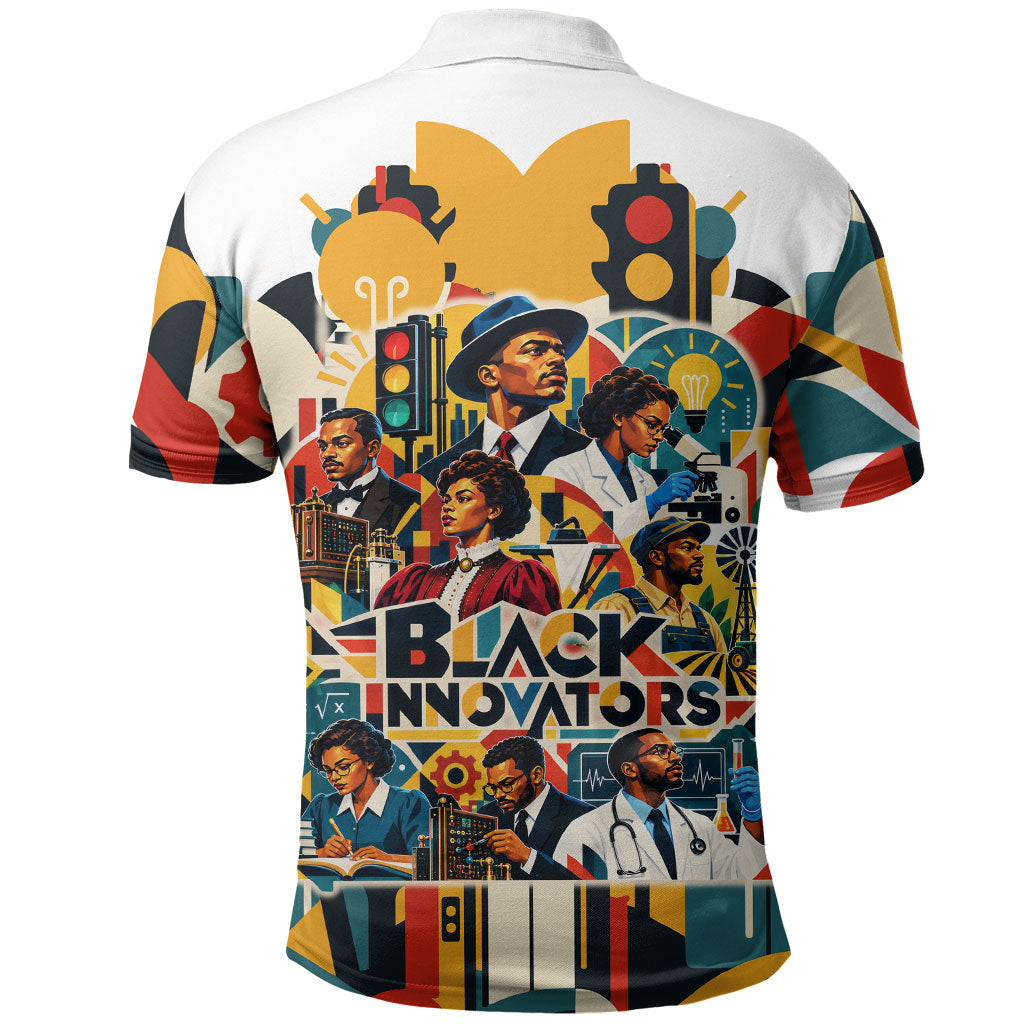 African American Inventions Polo Shirt Black Inventors Vintage Pop Collage Black History