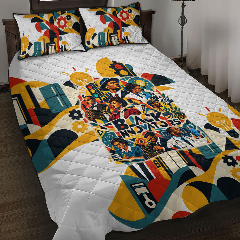 African American Inventions Quilt Bed Set Black Inventors Vintage Pop Collage Black History