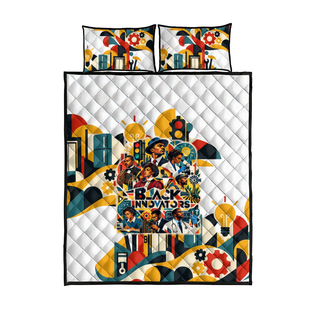African American Inventions Quilt Bed Set Black Inventors Vintage Pop Collage Black History