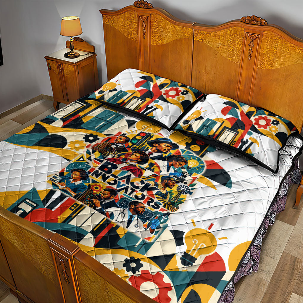 African American Inventions Quilt Bed Set Black Inventors Vintage Pop Collage Black History