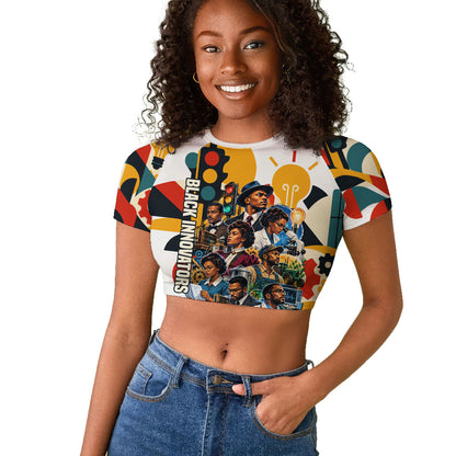 African American Inventions Raglan Cropped T shirt Black Inventors Vintage Pop Collage Black History