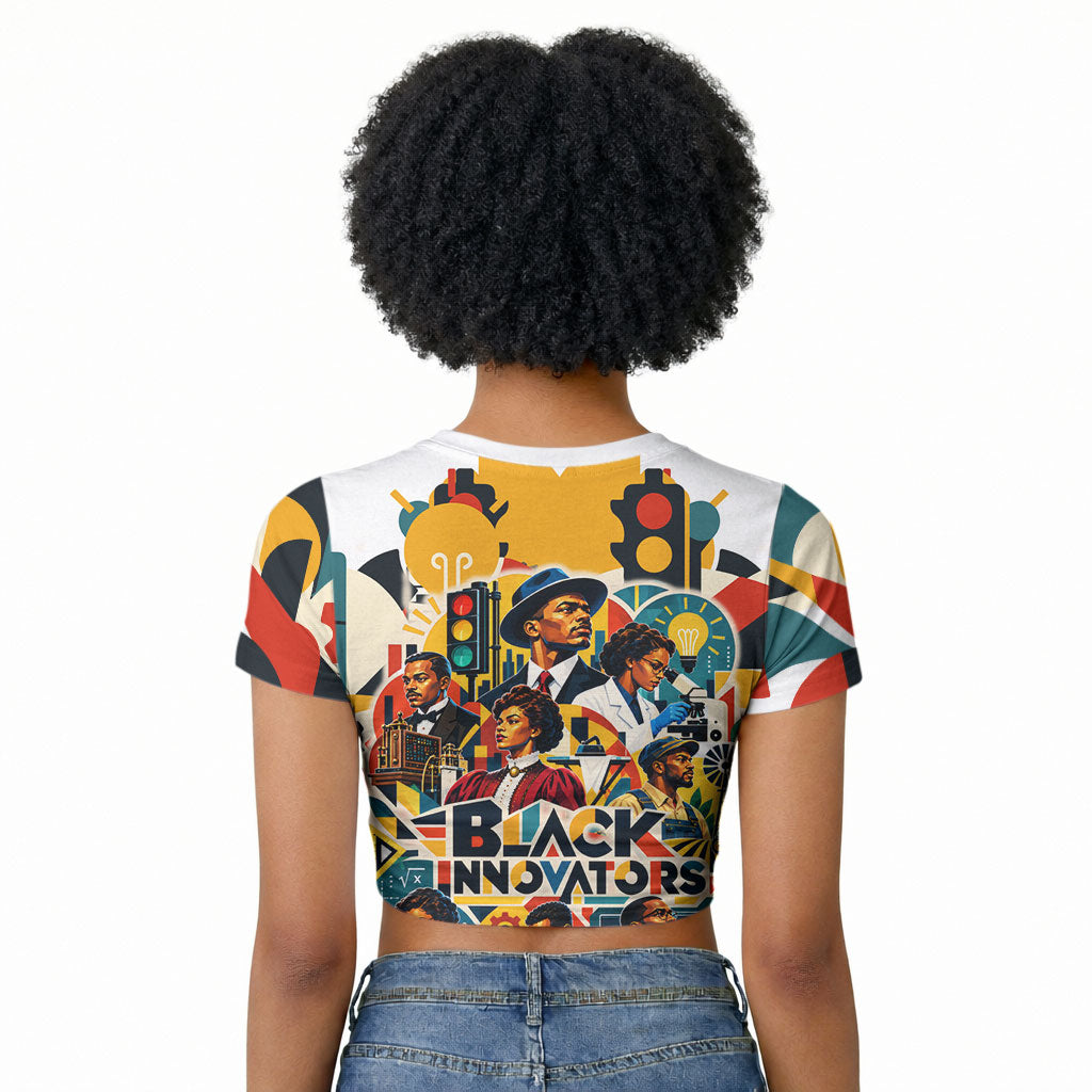 African American Inventions Raglan Cropped T shirt Black Inventors Vintage Pop Collage Black History