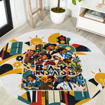 African American Inventions Round Carpet Black Inventors Vintage Pop Collage Black History