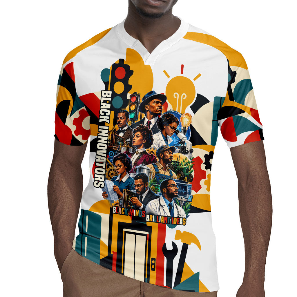 African American Inventions Rugby Jersey Black Inventors Vintage Pop Collage Black History