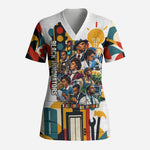 African American Inventions Scrub Top Black Inventors Vintage Pop Collage Black History