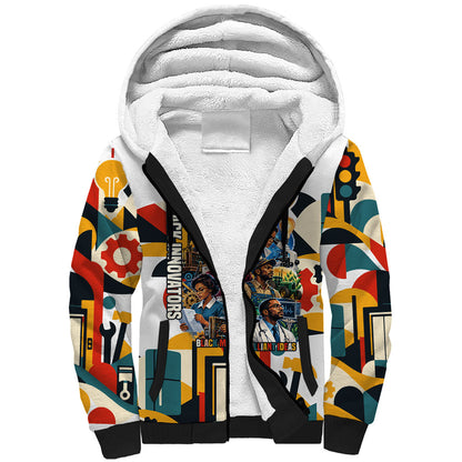 African American Inventions Sherpa Hoodie Black Inventors Vintage Pop Collage Black History