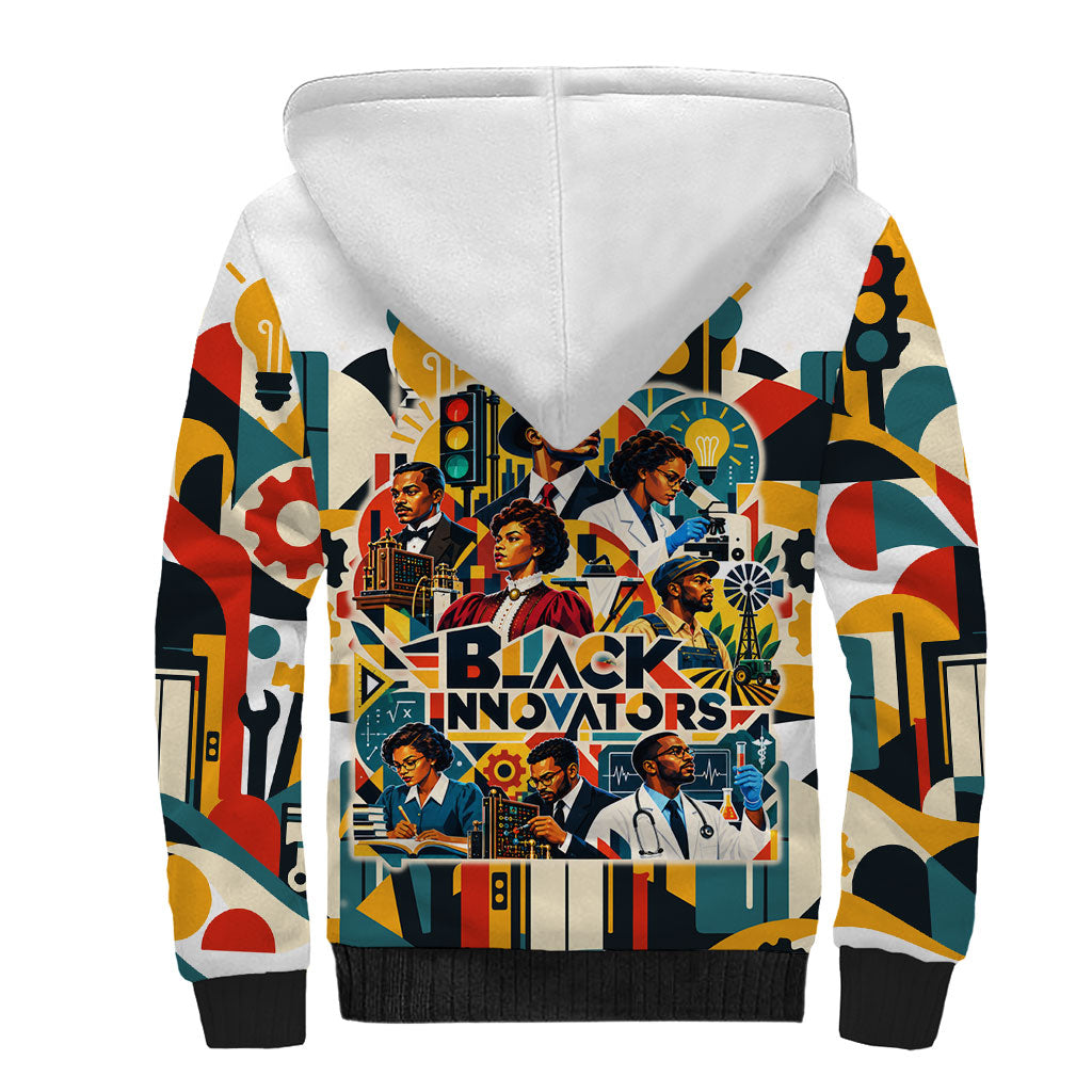 African American Inventions Sherpa Hoodie Black Inventors Vintage Pop Collage Black History