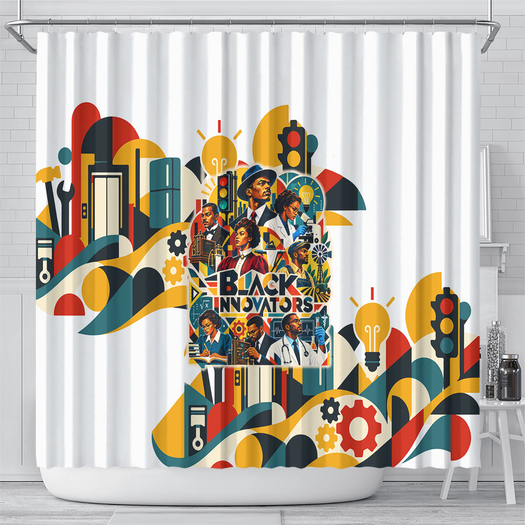 African American Inventions Shower Curtain Black Inventors Vintage Pop Collage Black History