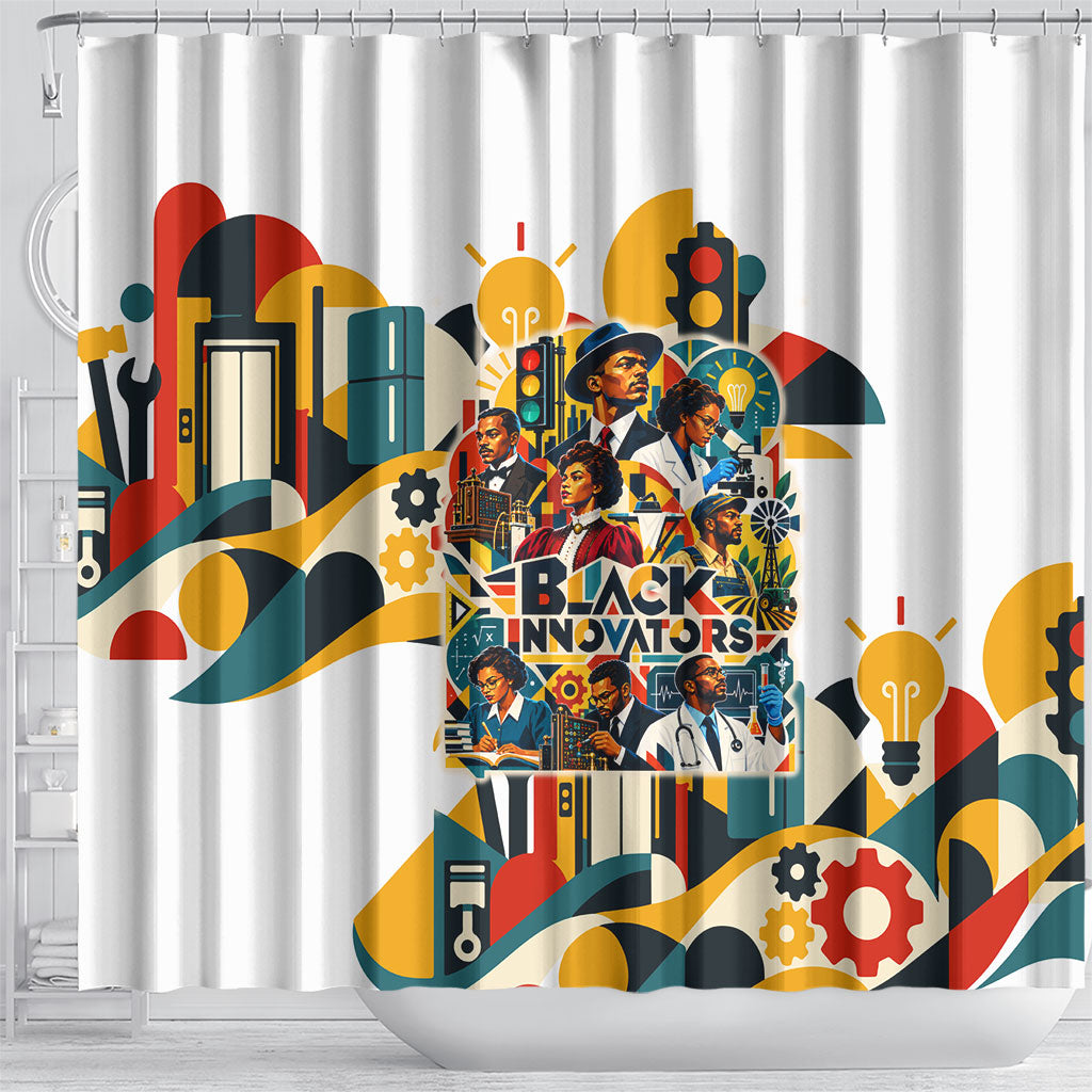 African American Inventions Shower Curtain Black Inventors Vintage Pop Collage Black History